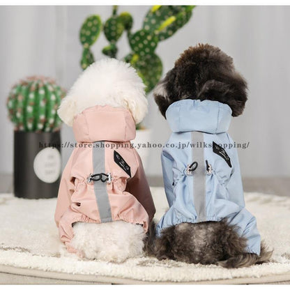ペット服 ドッグウェア レインコート 犬の服 犬服 雨服 雨具 パーカー フード付き 四足 小中型犬用 雨の日 防水 雨具 お散歩 梅雨対策 着脱簡単