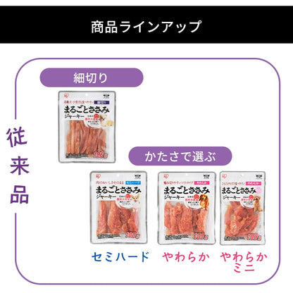 <a href="https://www.qoo10.jp/gmkt.inc/Search/brand.aspx?brandno=49458" target="_blank" class="title_brand" id="btn_brand" title="アイリスオーヤマ">アイリスオーヤマ</a>【6袋セット】犬 ジャーキー ソフト おやつ まるごとささみジャーキー 100g セミハード 細切り やわらか ミニ キューブ プレーン 野菜入り チーズ入り アイリスオーヤマ P-IJ メガ割