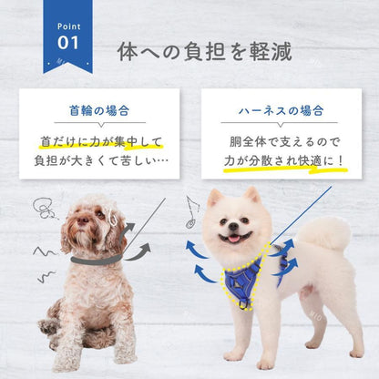 【メガ割り】犬 犬用 ハーネス おしゃれ 簡単装着 犬の 小型犬 中型犬 大型犬 胴輪 リード 脱げない かわいい