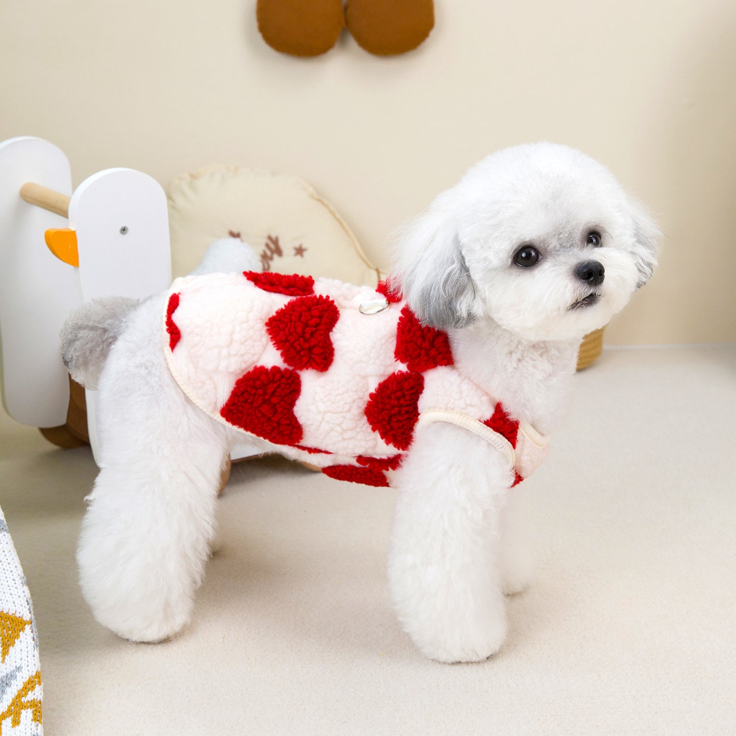 本日の限定商品犬の服猫小型犬ペット用品快適な暖かいテディ愛ハート二本足フリース