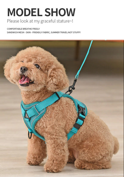 ハーネス 衝撃吸収 キャット 胴輪 1.5m フルカバー ペット 服 犬 猫 ドッグ メッシュ ウェアハーネス 体に優しい リード