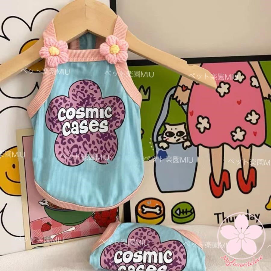 万能流行感 ペット 服 安い 犬 服 春 夏 秋 花柄 キャミソール かわいい 可愛い ハイブランド 猫 ドッグウエア
