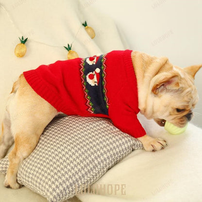 犬 服 犬の服 ペット服 ドッグウェア セーター ニット クリスマス サンタ柄 秋冬 保温防寒 小中型犬 メール便対応
