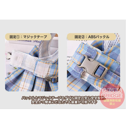 リボン ドッグ 服 ペット ワンピース ドレス リード キャット ウェアハーネス ハーネス 付 胴輪 チェック 犬