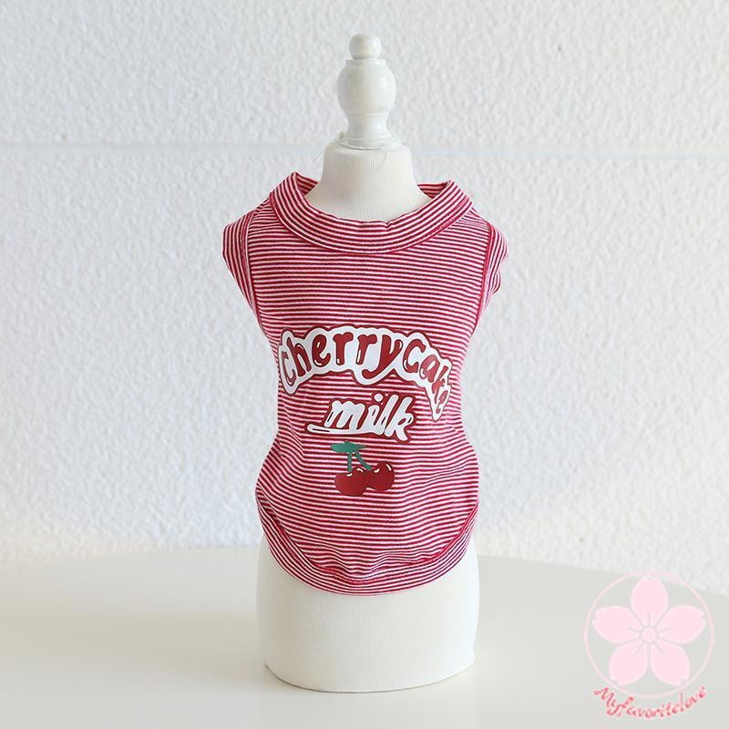 新入庫 ペット 服 安い 犬 春 夏 秋 さくらんぼ 柄 ボーダー タンクトップ ワンピース かわいい 可愛い ハイブランド 猫 ドッグウェア