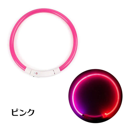 光る首輪 犬用 充電式 レインボー 小型犬 おしゃれ 新品 大人気 猫 犬 LEDライト ペット 中型犬