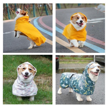 犬のカッパ ペット服 中型 犬用レインコート ドッグウェア 犬レインコート ねこ ハーネス付け可能 カッパ 犬服 帽子付 軽量 犬 いぬ リード穴