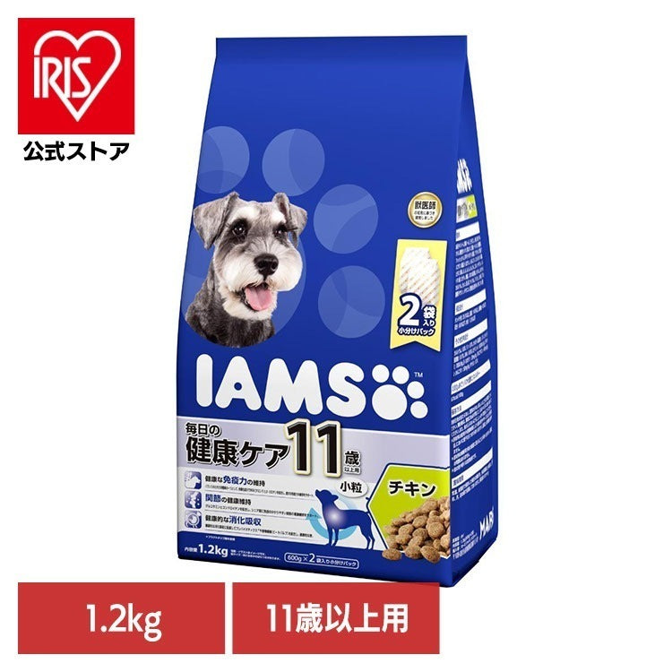 <a href="https://www.qoo10.jp/gmkt.inc/Search/brand.aspx?brandno=22351" target="_blank" class="title_brand" id="btn_brand" title="アイムス">アイムス</a>ドッグフード IAMS アイムス 11歳以上用 毎日の健康ケア チキン 小粒 1.2kg ID141 マースジャパンリミテッド