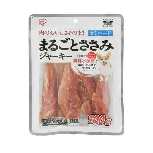 <a href="https://www.qoo10.jp/gmkt.inc/Search/brand.aspx?brandno=49458" target="_blank" class="title_brand" id="btn_brand" title="アイリスオーヤマ">アイリスオーヤマ</a>P-IJ-SH100 まるごとささみジャーキー セミハード 100g