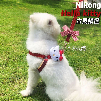 <a href="https://www.qoo10.jp/gmkt.inc/Search/brand.aspx?brandno=558" target="_blank" class="title_brand" id="btn_brand" title="サンリオ">サンリオ</a>サンリオ【極速出荷】【無料限定】犬牽引ロープ猫ロープかわいいベスト胸ストラップ犬ロープ犬チェーン脱出防止中小型犬