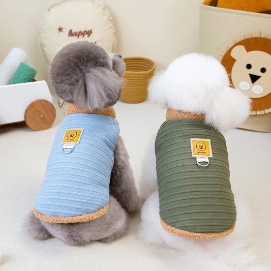 人気犬の服ペット服小型犬猫が着ることができる秋冬暖かく快適なスタンドカラーフリース背中