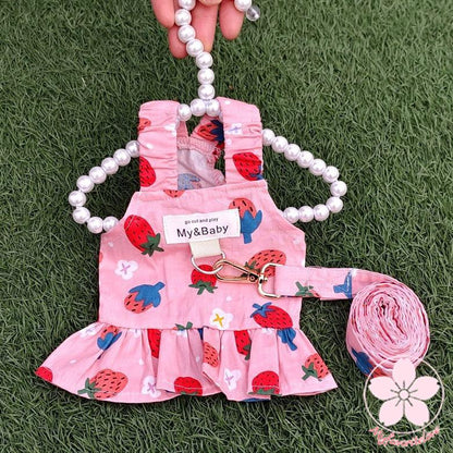 大人気 上品 ペット 服 安い 犬 春 夏 フルーツ 柄 ハーネス ウェア ワンピース かわいい 可愛い ハイブランド 猫 ドッグウェア