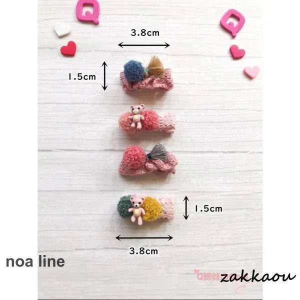[運送免除][7月新品]ヘアピン 子供 キッズ 犬 ヘアクリップ ペット 子供 ヘアーアクセサリー 髪飾り 犬の髪留め 2点セット ボア ポンポン クマちゃん