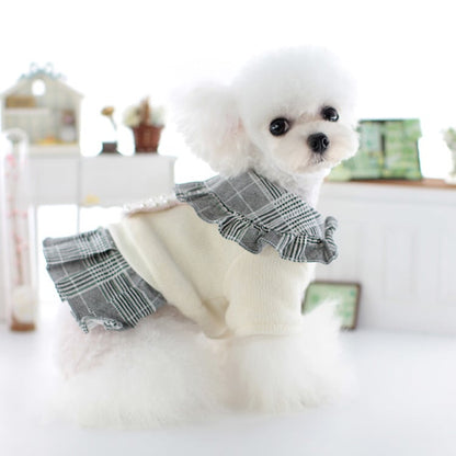 犬服ペット犬冬カレッジスタイルスーツ猫スカートテディビションプードル冬服新品！