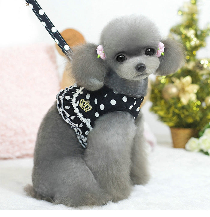 犬 胴輪 キャット ワンピース ハーネス 水玉 ウェアハーネス リード ドレス ペット 付 服 ドッグ