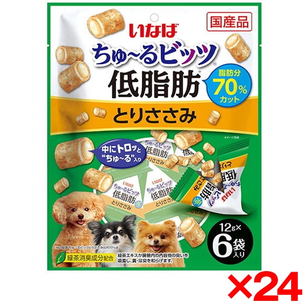<a href="https://www.qoo10.jp/gmkt.inc/Search/brand.aspx?brandno=77771" target="_blank" class="title_brand" id="btn_brand" title="いなばペットフード">いなばペットフード</a>24個セット ちゅ～るビッツ 低脂肪 とりささみ 12g×6袋