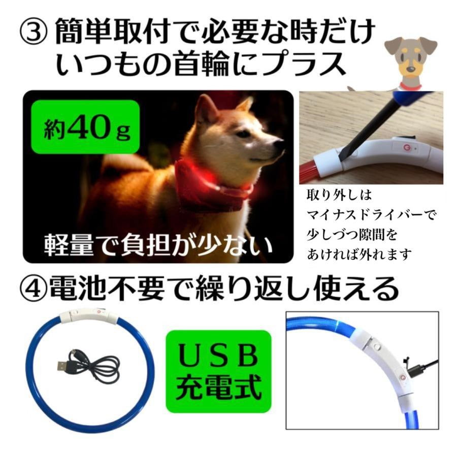 光る首輪 犬用 充電式 レインボー 小型犬 おしゃれ 新入荷 猫 犬 LEDライト ペット 中型犬