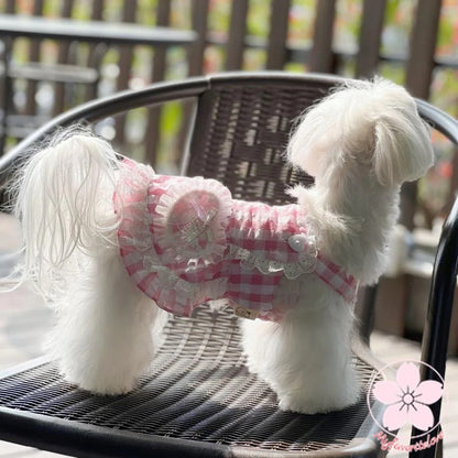 万能流行感 ぺット 服 安い 犬 春 夏 チェック フリル キャミソール かわいい 可愛い ハイブランド 猫 ドッグ ウェア
