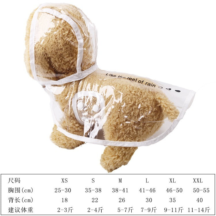 新作 ペットウェア レインコート ポンチョ 犬用 ペット用 フード付き 雨具 雨合羽 雨かっぱ ドッグウェア クリア 透明 シンプル お洒落 便利 お散歩