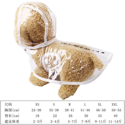 新作 ペットウェア レインコート ポンチョ 犬用 ペット用 フード付き 雨具 雨合羽 雨かっぱ ドッグウェア クリア 透明 シンプル お洒落 便利 お散歩