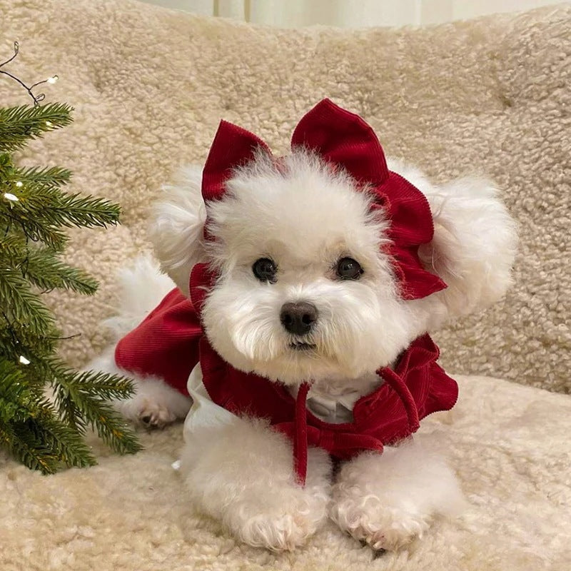 ペット服 クリスマススカート秋冬小型犬ペット猫服