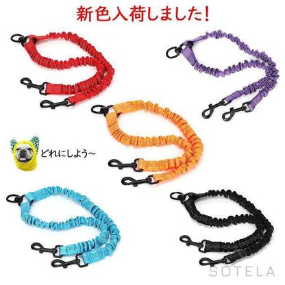 伸縮リード お散歩用 2頭引きリード ツインリードフレンチブルドッグ 中型犬 ラクラク 多頭飼い
