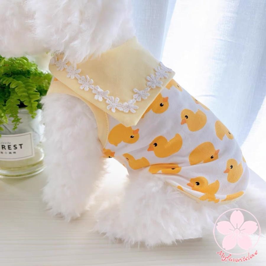万能流行感 ペット 服 安い犬 春 夏 秋 アヒル 柄 タンクトップ かわいい 可愛い ハイブランド 猫 ドッグウェア