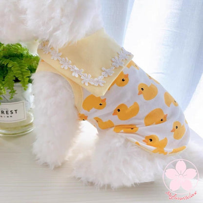 万能流行感 ペット 服 安い犬 春 夏 秋 アヒル 柄 タンクトップ かわいい 可愛い ハイブランド 猫 ドッグウェア