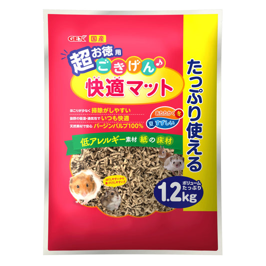 【Amazon.co.jp限定】ジェックス ごきげん快適マット 低アレルギー素材 紙の床材 ハムスター・小動物用 超お徳用 1.2kg