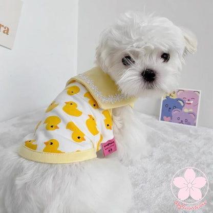 万能流行感 ペット 服 安い犬 春 夏 秋 アヒル 柄 タンクトップ かわいい 可愛い ハイブランド 猫 ドッグウェア