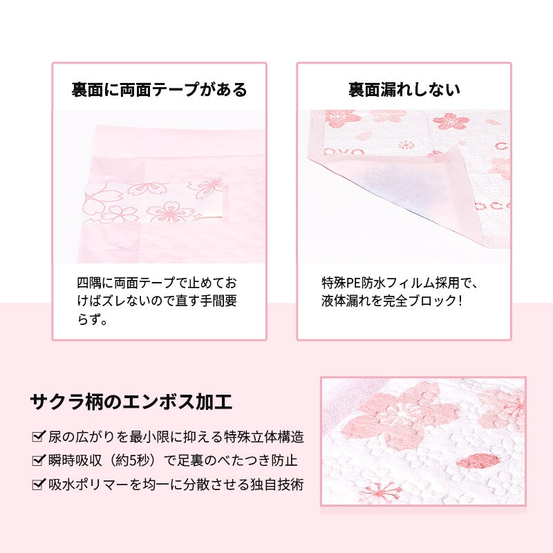 <a href="https://www.qoo10.jp/gmkt.inc/Search/brand.aspx?brandno=109151" target="_blank" class="title_brand" id="btn_brand" title="Honeycare">Honeycare</a>ペットシーツ サクラ柄入り ペットシート厚型　サイズ選択可 レギュラー ワイド スーパーワイド 256枚 128枚 64枚 まとめ買い サクラの香り付き 犬 猫 ペット用品