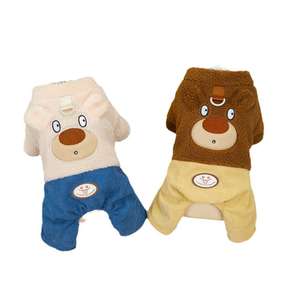 人気犬の服ペットの服小型犬猫が着ることができる秋冬暖かい快適なかわいいクマラムコート