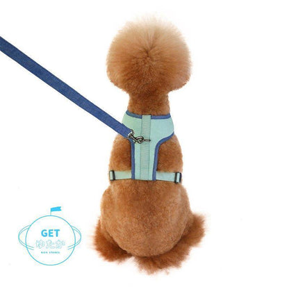 ハーネスリード 2点セット ベストタイプ 犬 猫 ドッグ キャット 小型犬 中型犬 ペット用品 ペットグッズ ハーネス リード 胴輪 無地 メッシュ