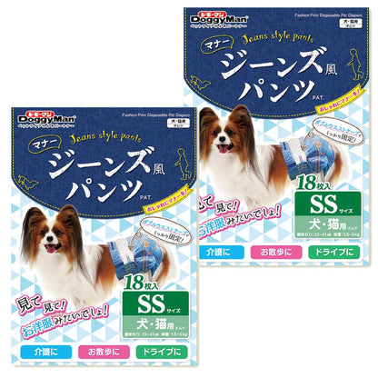 ドギーマン ジーンズ風パンツ ペット用 SSサイズ 18枚入×2個 (まとめ買い)