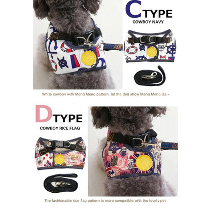新商品プロモーション，数量限定 高犬 ハーネス リード付 デニム ペット 服 ウェアハーネス 胴輪 キャット ドッグ メッシュ高犬 ハーネス