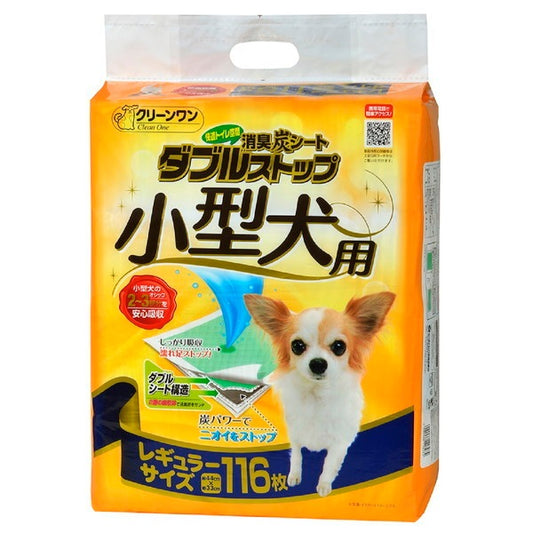 <a href="https://www.qoo10.jp/gmkt.inc/Search/brand.aspx?brandno=66334" target="_blank" class="title_brand" id="btn_brand" title="ペティオ">ペティオ</a>消臭炭シート ダブルストップ 小型犬用 レギュラー 116枚