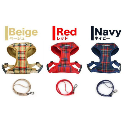 新商品プロモーション，数量限定 多数犬 ハーネス リード付 ペット 服 タータンチェック ウェアハーネス 胴輪 キャット ドッグ メッシュ チェック多数犬 ハーネス