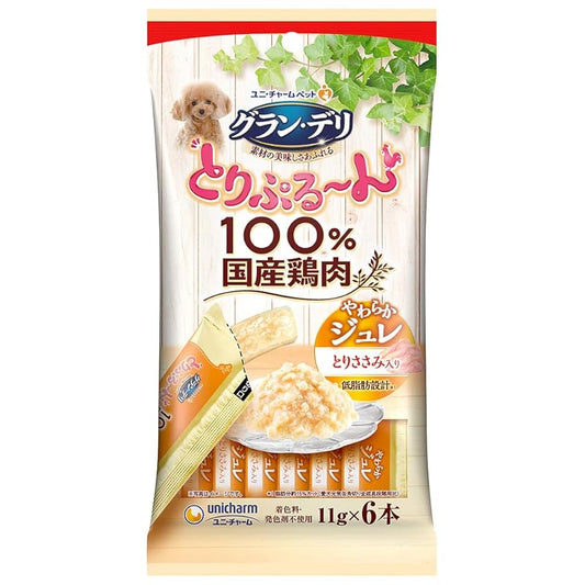 【即納】グラン・デリ ドッグフード とりぷる~ん ジュレ とりささみ 11g×6本×6個セット 11グラム (x 36)