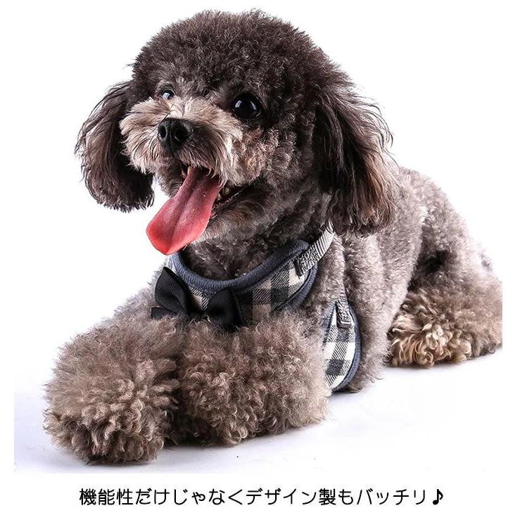 新商品プロモーション，数量限定 犬 猫 ハーネス リード付 ペット 服 リボン チェック 蝶ネクタイ 胴輪 キャット ドッグ メッシュ犬 猫