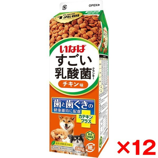 <a href="https://www.qoo10.jp/gmkt.inc/Search/brand.aspx?brandno=77771" target="_blank" class="title_brand" id="btn_brand" title="いなばペットフード">いなばペットフード</a>12個セット いなば すごい乳酸菌クランキー牛乳パック チキン味 380g