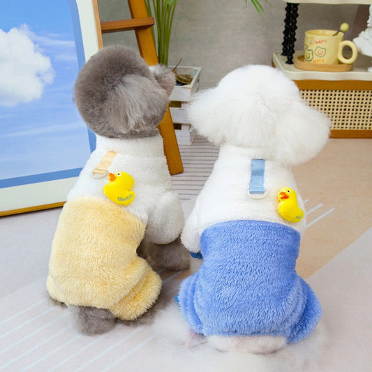 人気犬の服ペット服小型犬猫が着ることができる秋と冬の新しい暖かい快適なアヒル4脚フリースジャケット