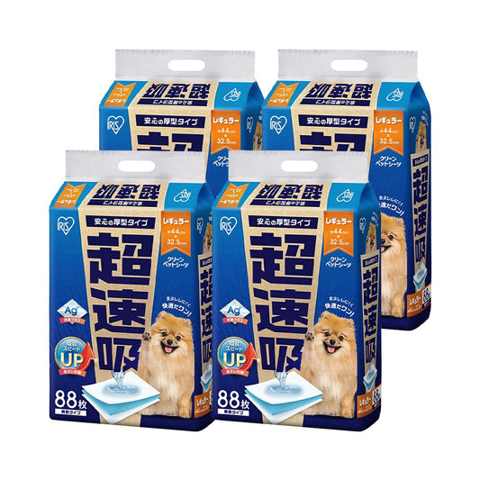 <a href="https://www.qoo10.jp/gmkt.inc/Search/brand.aspx?brandno=49458" target="_blank" class="title_brand" id="btn_brand" title="アイリスオーヤマ">アイリスオーヤマ</a>超速吸ペットシーツ　レギュラー　８８枚X４　ＣＳＰＳ－８８　厚型タイプ　クリーンペットシーツ　ＣＲＣ40―25―10―10―00