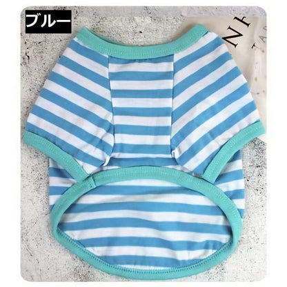 ドッグウェア 犬服 Tシャツ ペット用 小型犬 犬 猫 半袖 カットソー 洋服 ボーダー柄 超人気 プルオーバー カジュアル 薄手 春夏 プリント