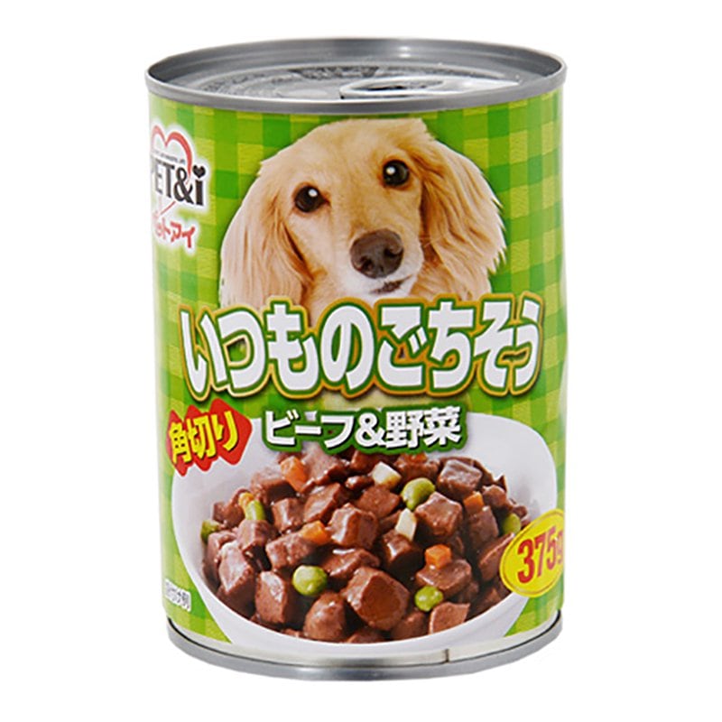 ペットアイ　いつものごちそう　角切りビーフ＆野菜　３７５ｇ　ドッグフード　ウェットフード　缶詰　ＣＲＣ45―08―38―00―00