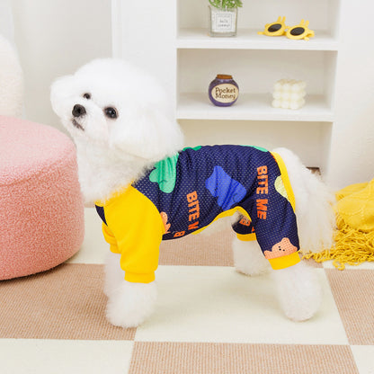 犬服 ペットウェア 春夏新作テディ通気服ペットホームウェアメッシュ4本足ズボン