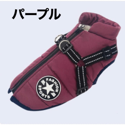 おしゃれ 秋冬 服 犬 ダウンハーネス付 犬服 ダウンジャケット 冬用 着せやすい ダウン 撥水加工 冬 小型犬 中型犬