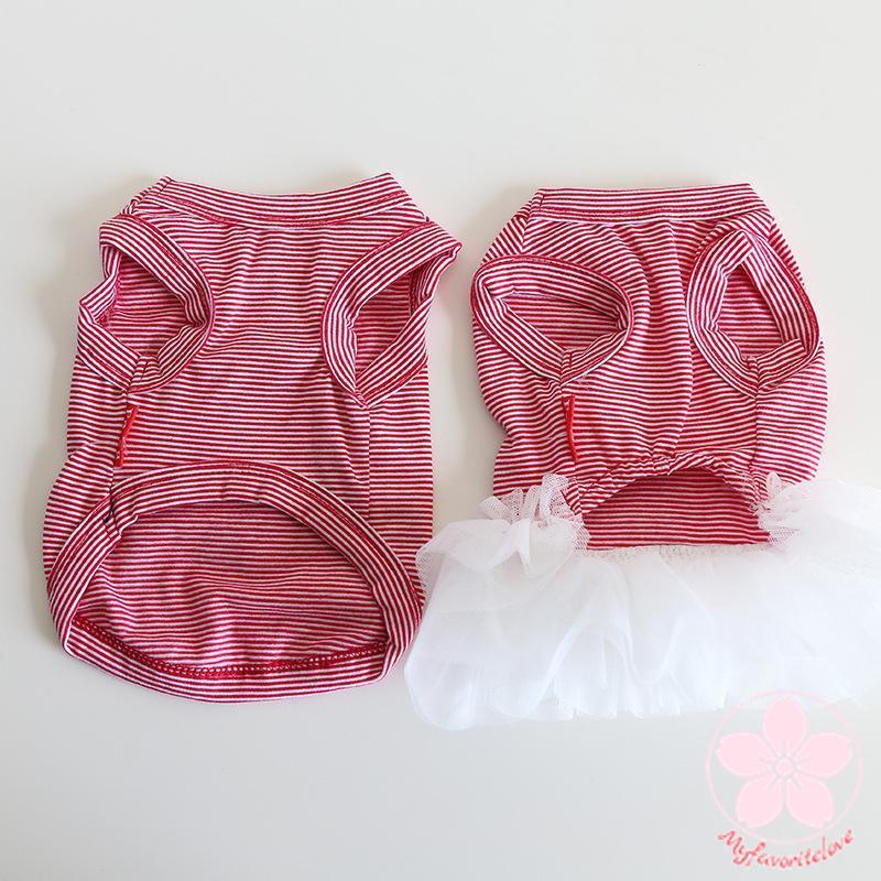 新入庫 ペット 服 安い 犬 春 夏 秋 さくらんぼ 柄 ボーダー タンクトップ ワンピース かわいい 可愛い ハイブランド 猫 ドッグウェア