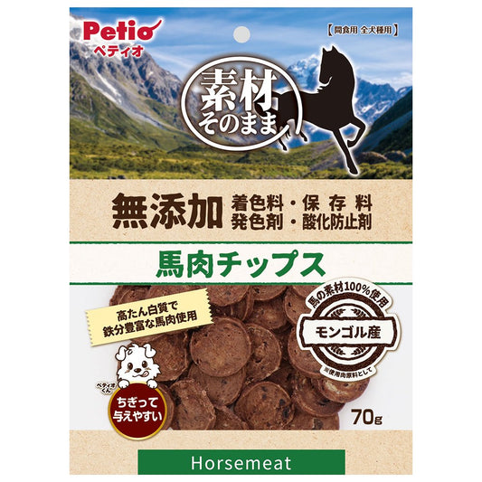 <a href="https://www.qoo10.jp/gmkt.inc/Search/brand.aspx?brandno=66334" target="_blank" class="title_brand" id="btn_brand" title="ペティオ">ペティオ</a>素材そのまま　無添加　馬肉チップス　７０ｇ　ＣＲＣ45―14―38―99―00