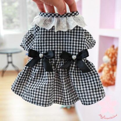 新入庫 ペット 服 安い 犬 春 夏 秋 ブラック チェック 柄 ワンピース かわいい 可愛い ハイブランド 猫 ドッグウェア