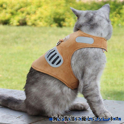 新商品プロモーション，数量限定 犬用 ハーネス 小型犬用 ハーネス リード ２点セット ペット用品 小型犬 全４色 XS S M L 表地柔らかスエード 内側メッシュ 通気性 反射布犬用 ハーネス
